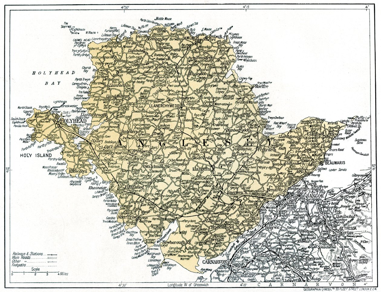 Kort over Anglesey, 1924-1926 af Unbekannt