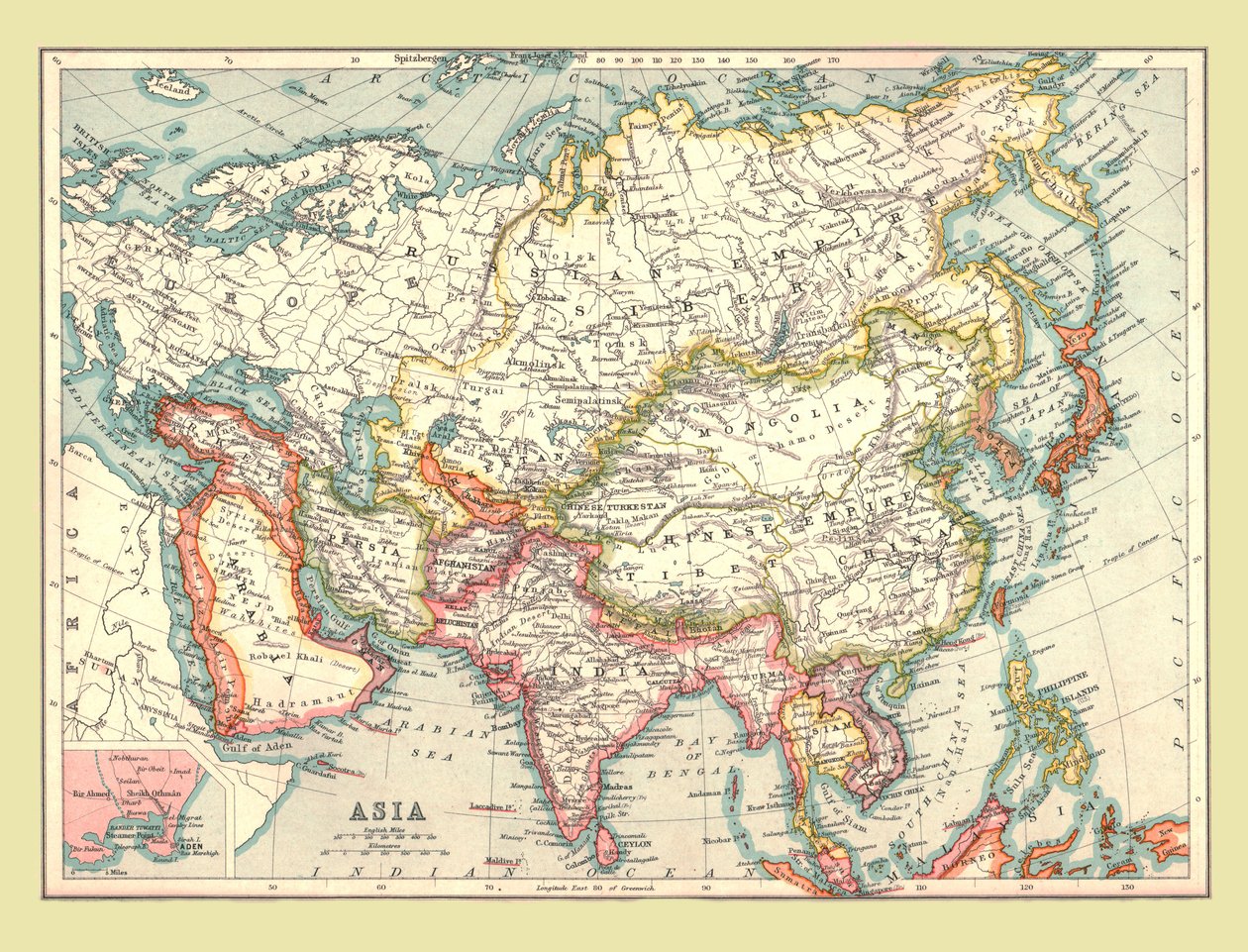 Kort over Asien, 1902. af Unbekannt