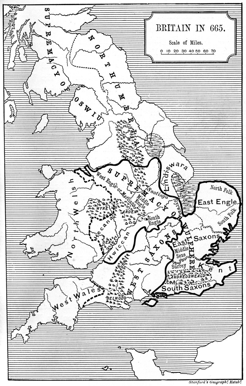 Kort over Storbritannien i 665, 1892 af Unbekannt