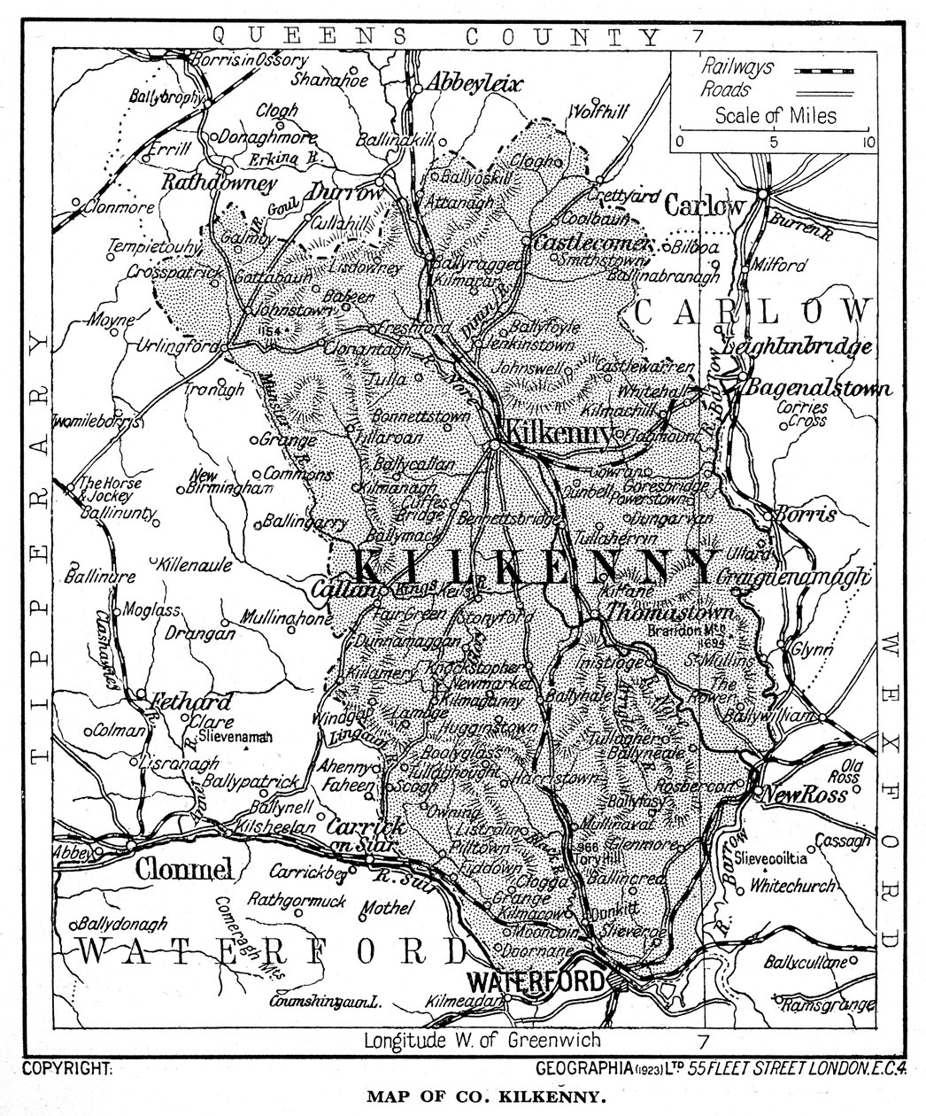 Kort over County Kilkenny, Irland, 1924-1926 af Unbekannt