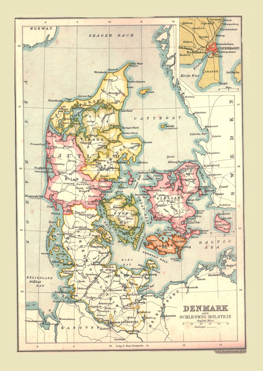 Kort over Danmark, 1902. af Unbekannt