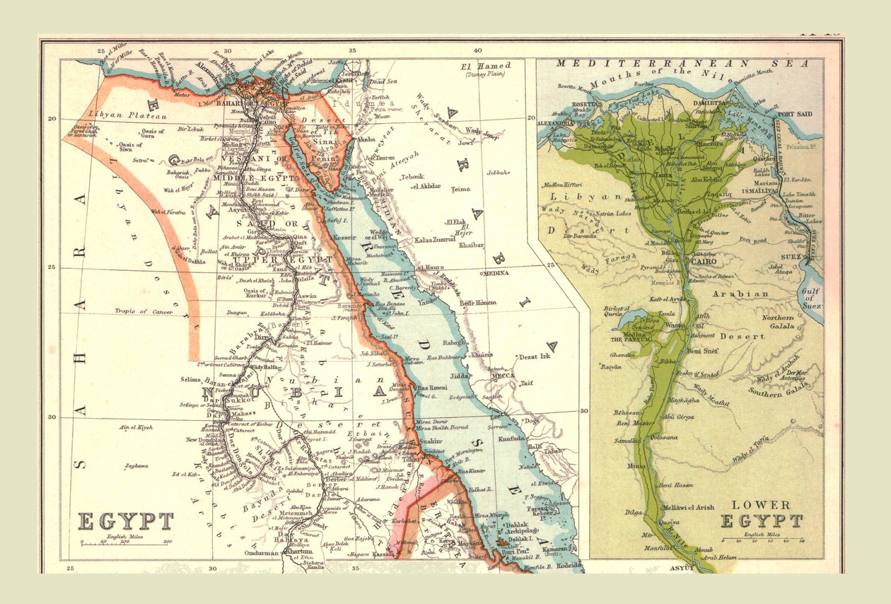 Kort over Egypten, 1902. af Unbekannt
