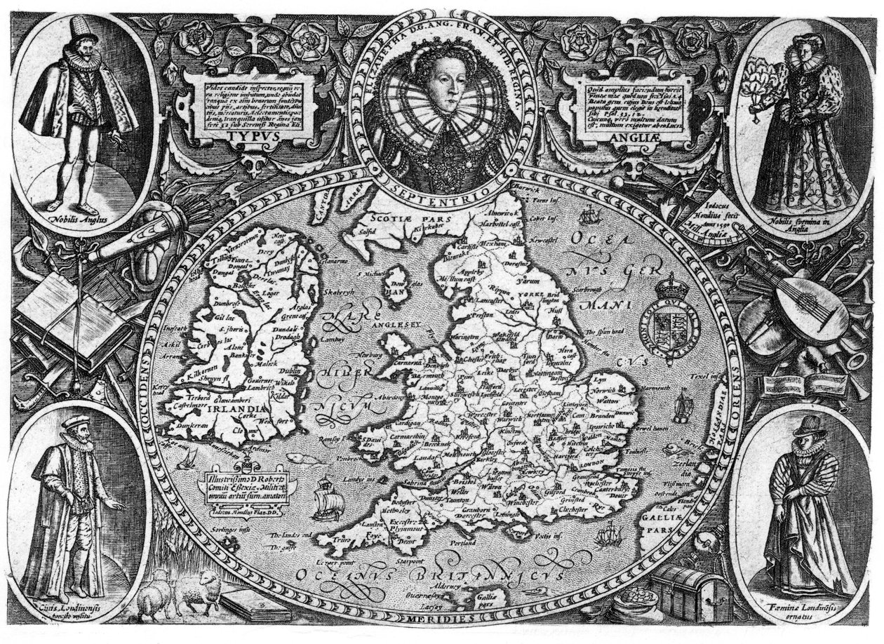 Kort over England, 1500-tallet, 1896 af Unbekannt