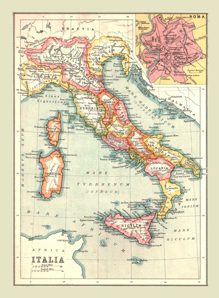 Kort over Italien, 1902. af Unbekannt
