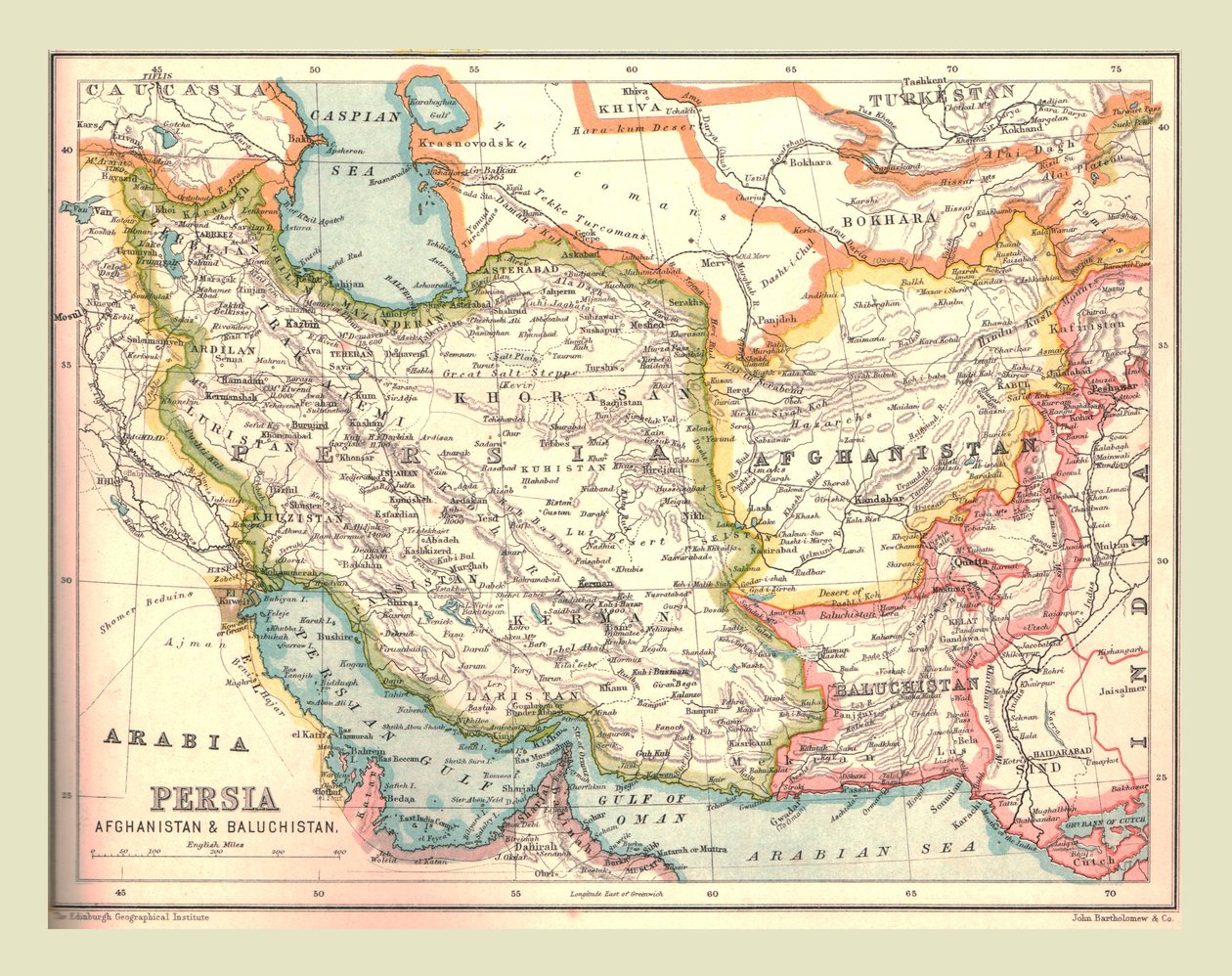 Kort over Persien, 1902. af Unbekannt