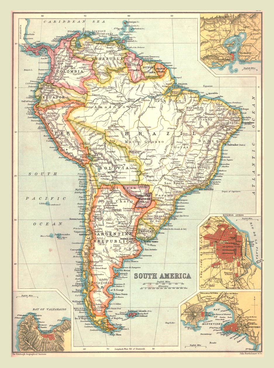 Kort over Sydamerika, 1902. af Unbekannt