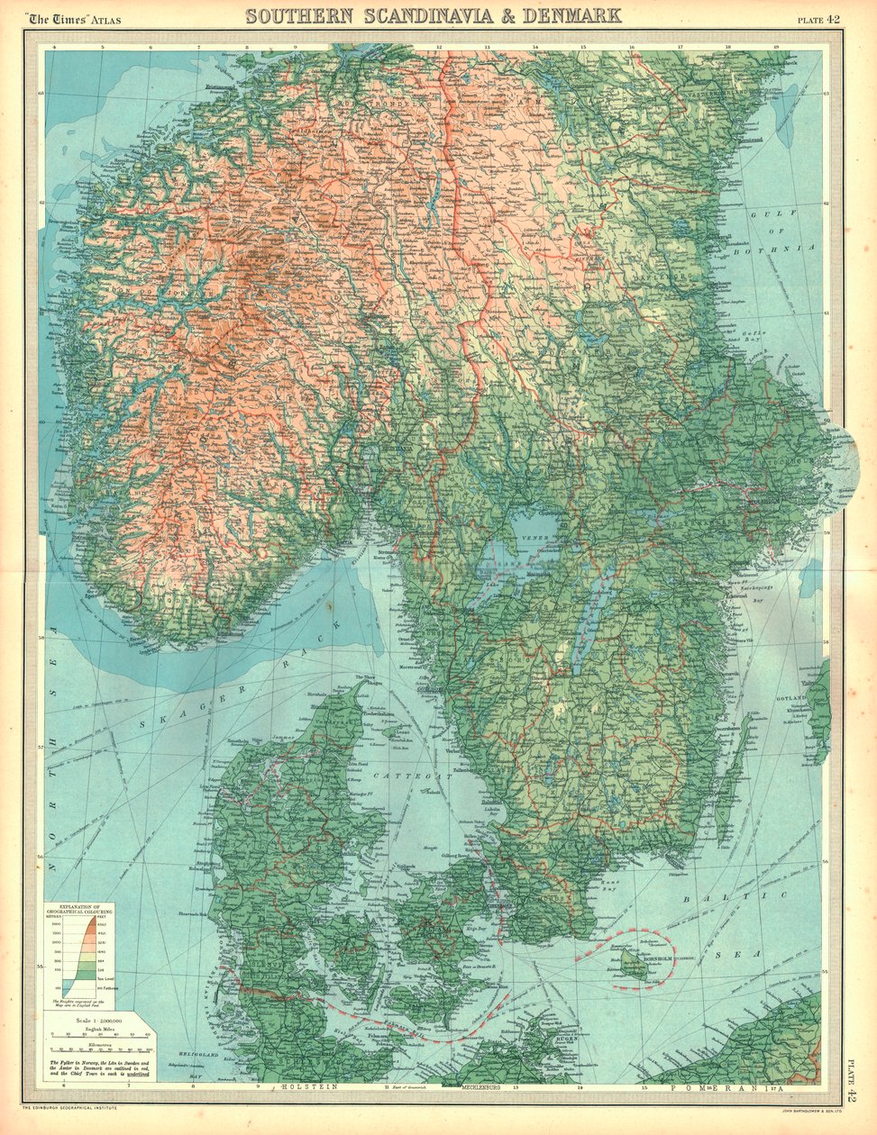 Kort over Sydskandinavien og Danmark af Unbekannt