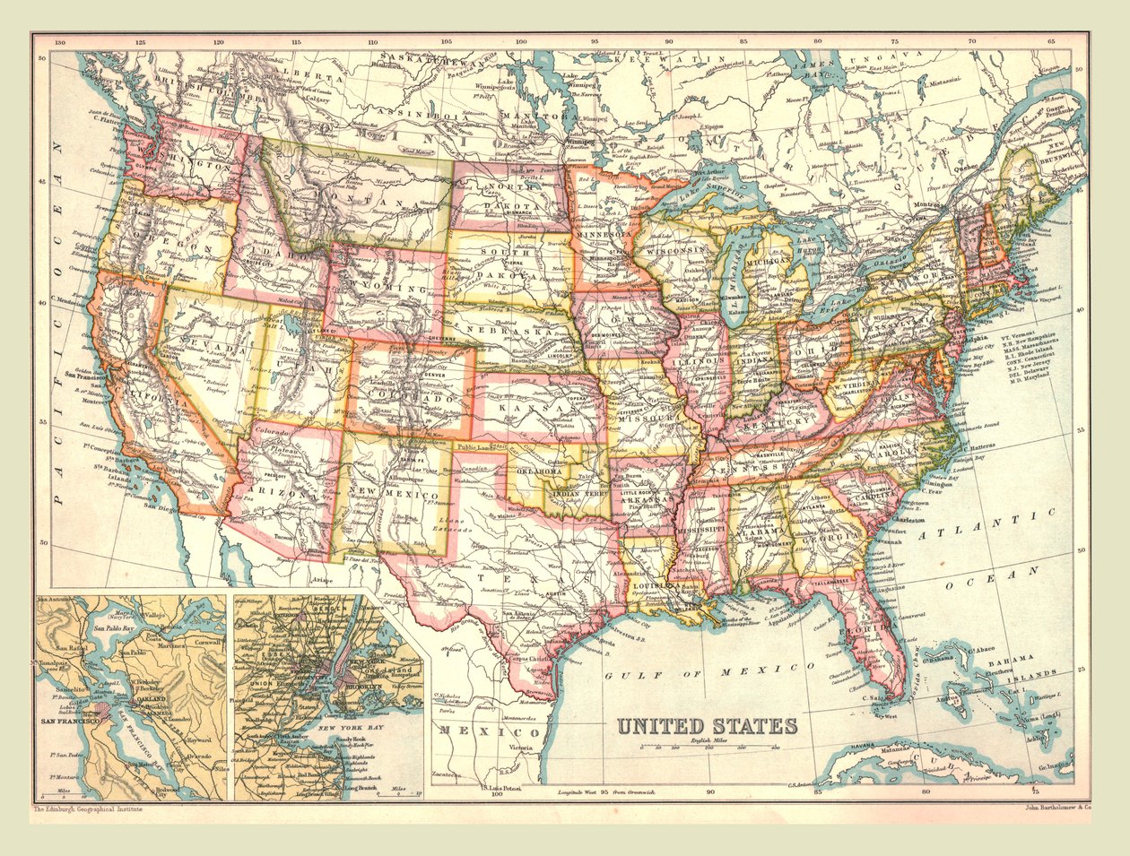 Kort over USA, 1902. af Unbekannt