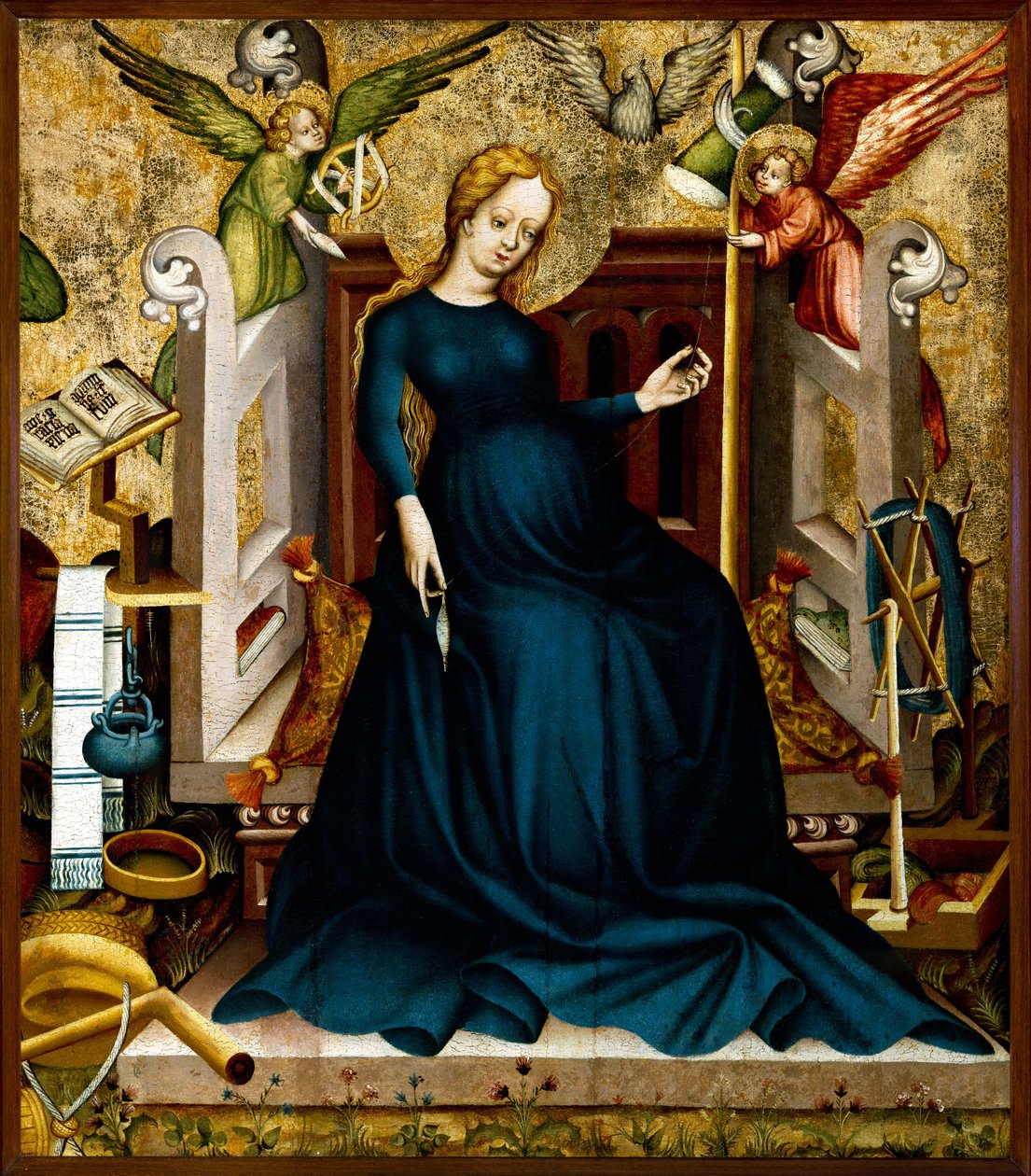 Mary ved Spindehjulet fra Güssing , ca. 1410. af Unbekannt