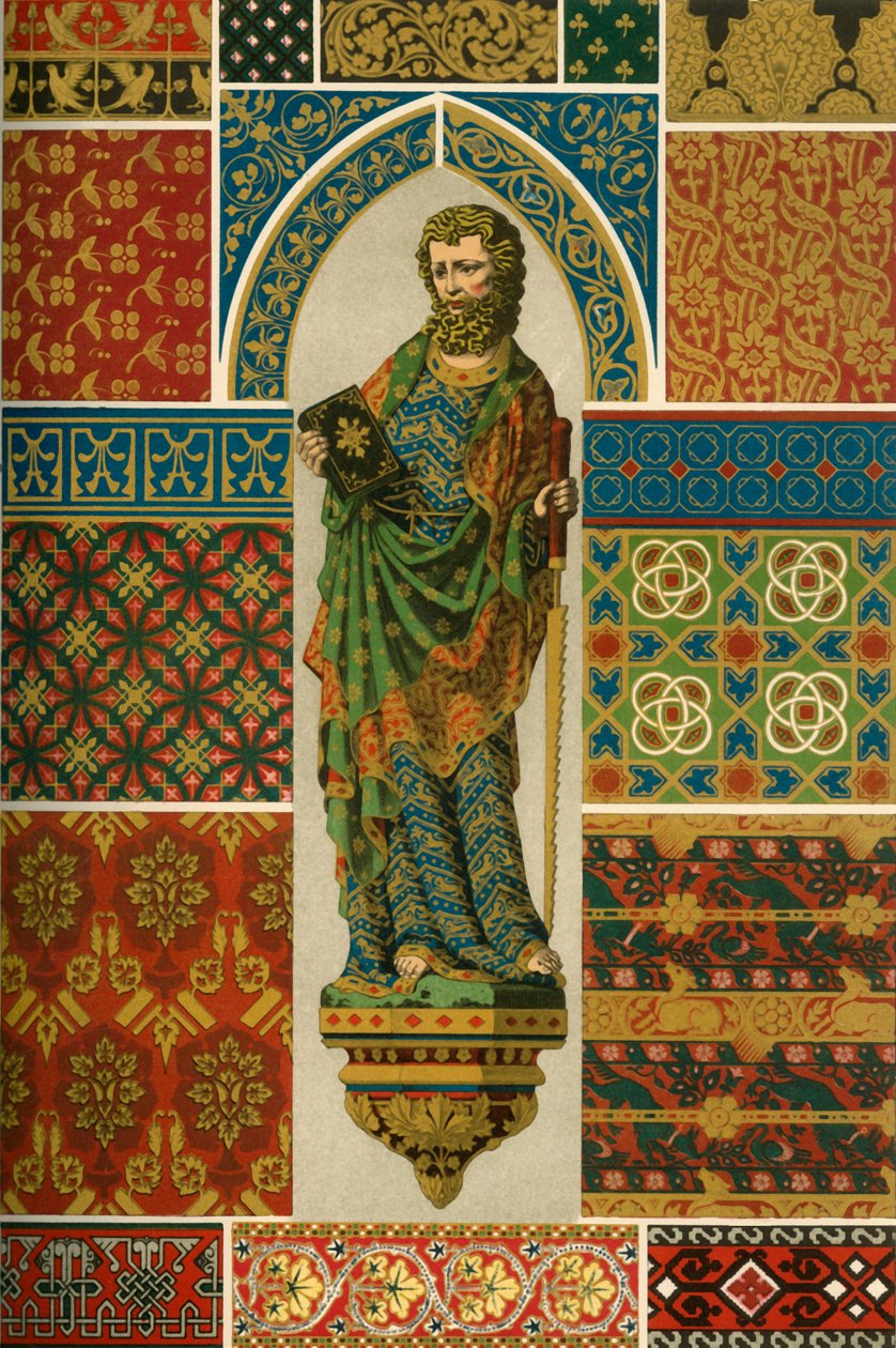 Middelalderlig vævning, broderi, emalje og malet skulptur, 1898. af Unbekannt