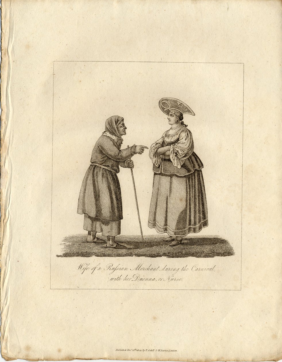 Købmands kone med sygeplejerske under Fasching, 1833 af Unbekannt