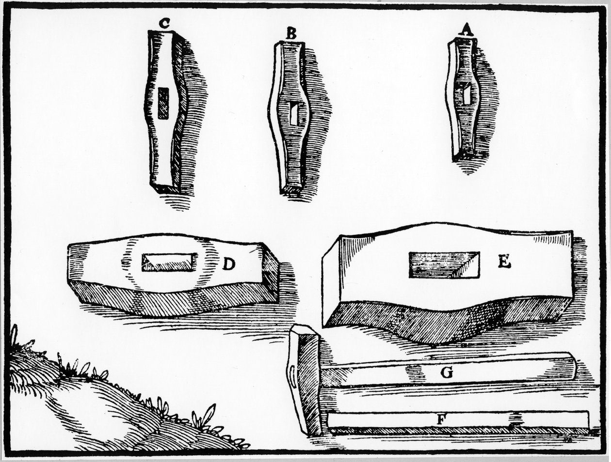 Minehammere i forskellige størrelser, 1556 af Unbekannt