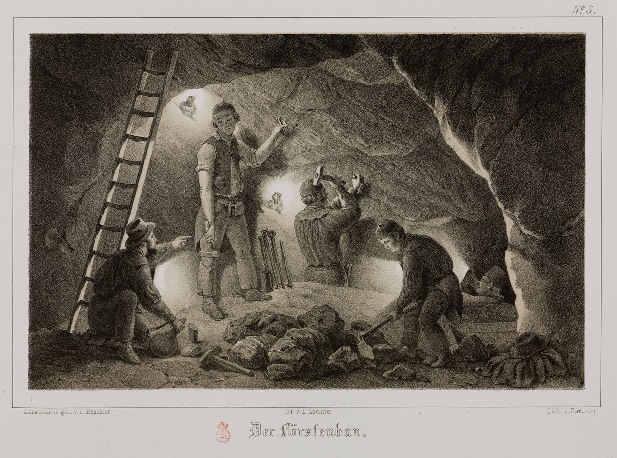 Minedrift, Metal Ores Miners, Tyskland, c 1851 af Unbekannt
