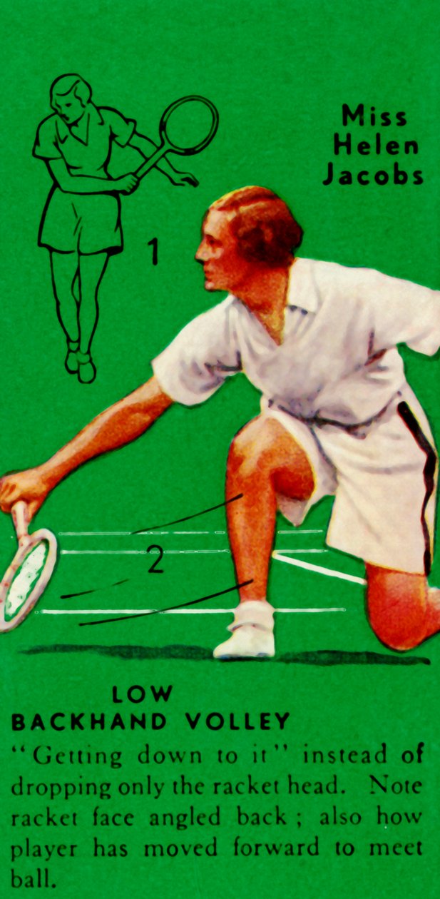 Miss Helen Jacobs - Low Backhand Volley, c1935. af Unbekannt