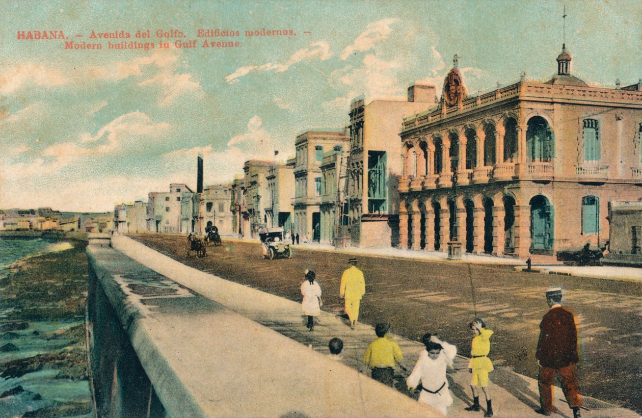 Moderne bygninger i Gulf Avenue, Havana, Cuba, c1910 af Unbekannt