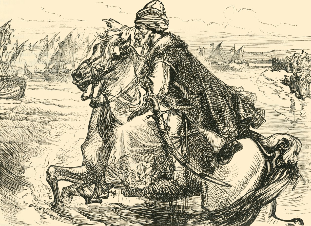 Mohammed II opmuntrer sine sømænd, 1890. af Unbekannt