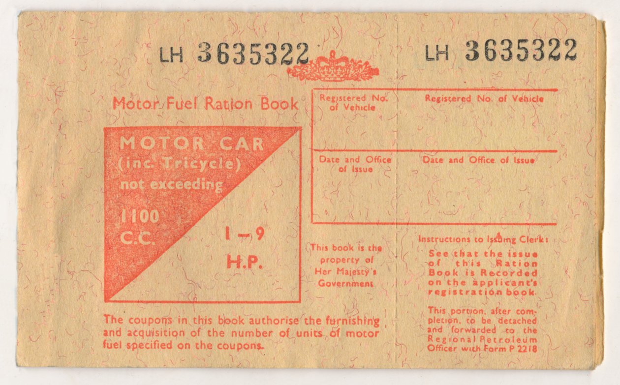 Motorbrændstofrationsbog, c1973 af Unbekannt