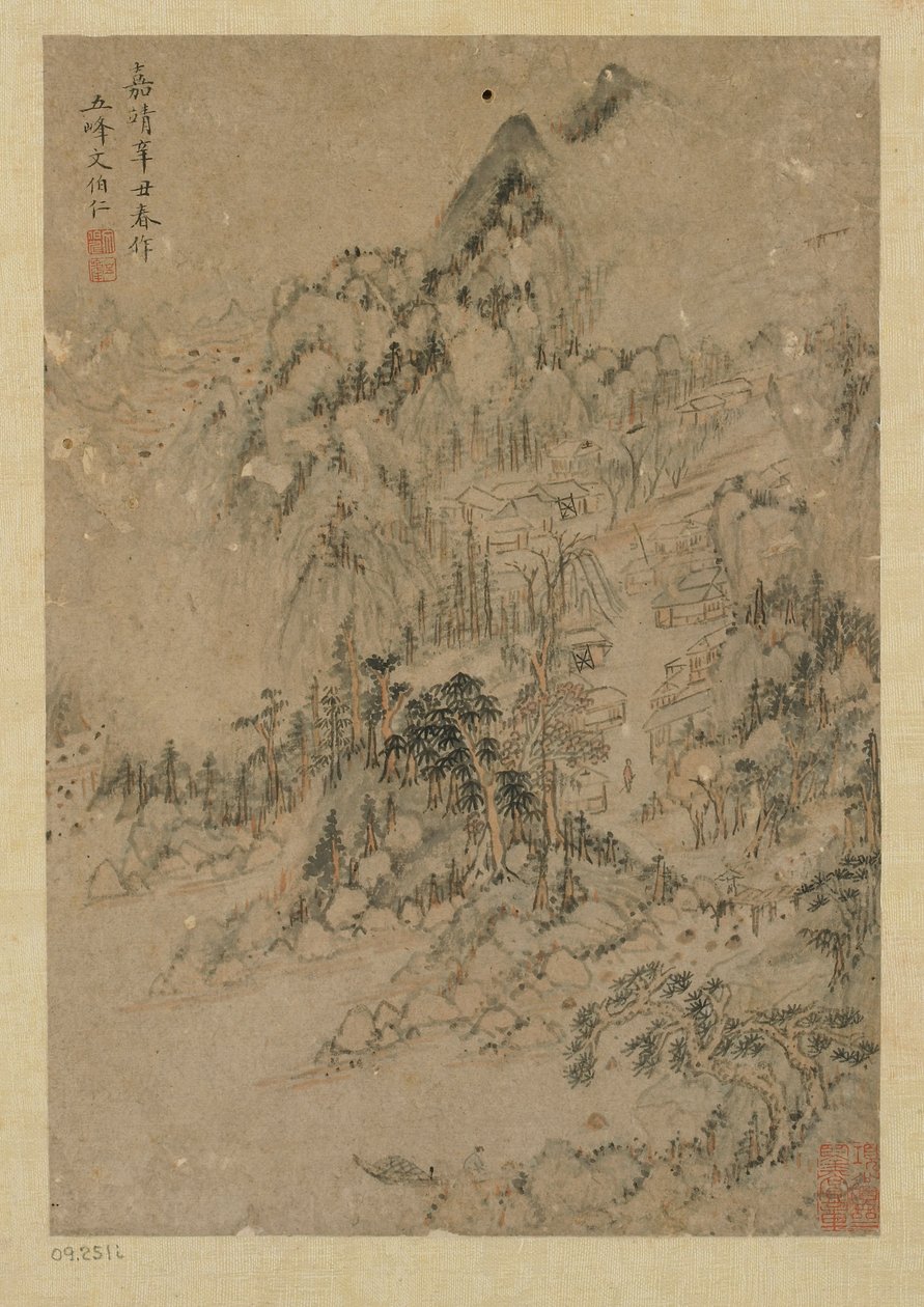 Bjerglandsby, Ming-dynastiet, 1550-1644. af Unbekannt