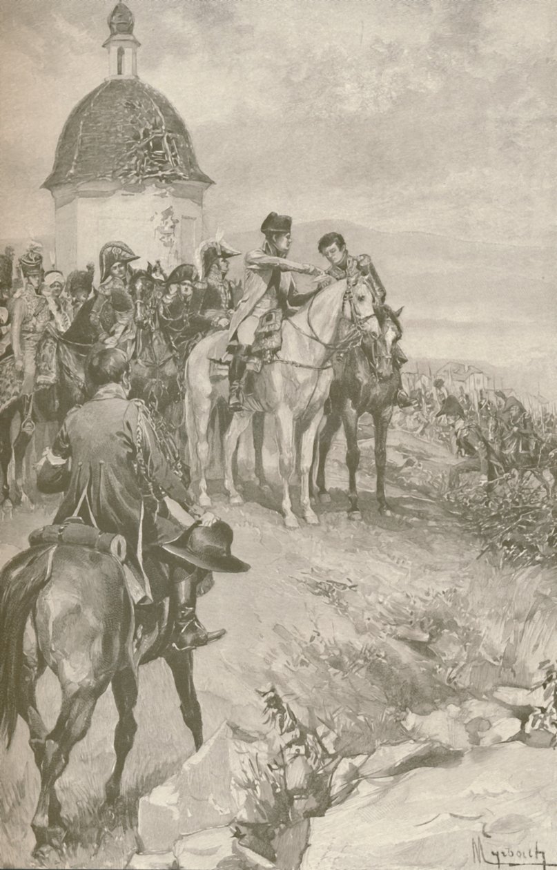 Napoleon og hans stab i Austerlitz, 1896 af Unbekannt