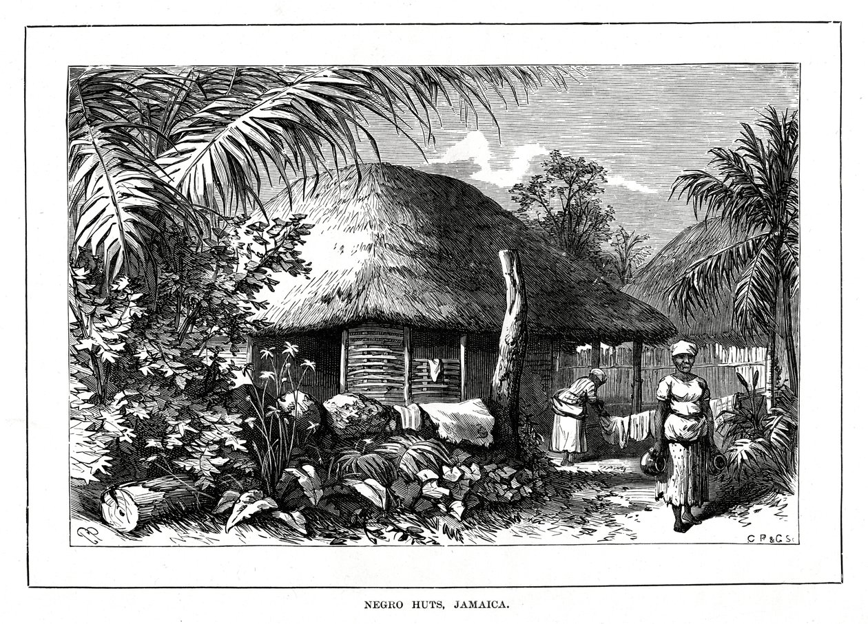 Negro Huts, Jamaica, 1800-tallet af Unbekannt