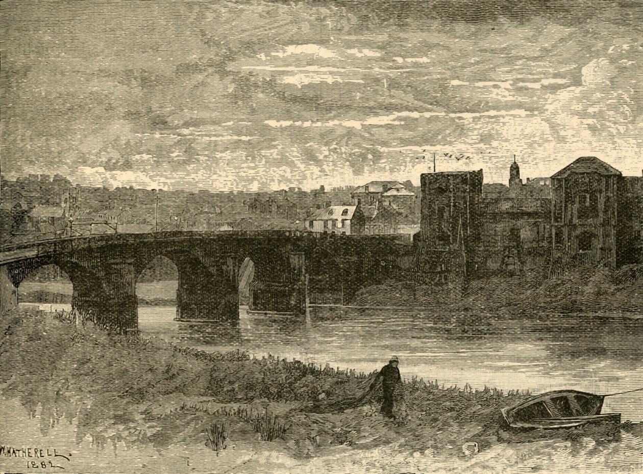 Newport Bridge and Castle, 1898. af Unbekannt