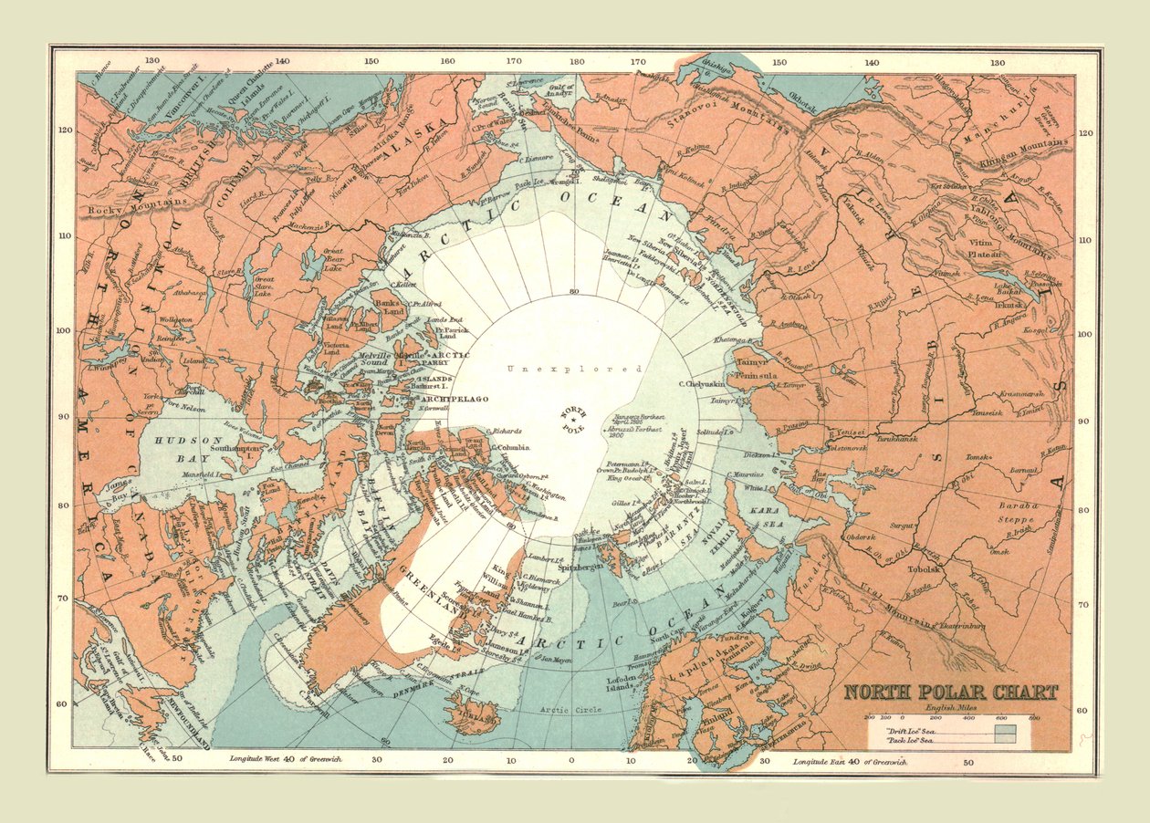 Nordpolarkort, 1902. af Unbekannt