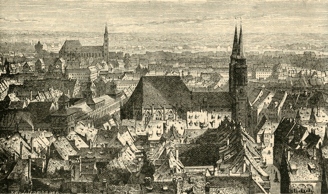 Nürnberg fra Murene, 1890. af Unbekannt