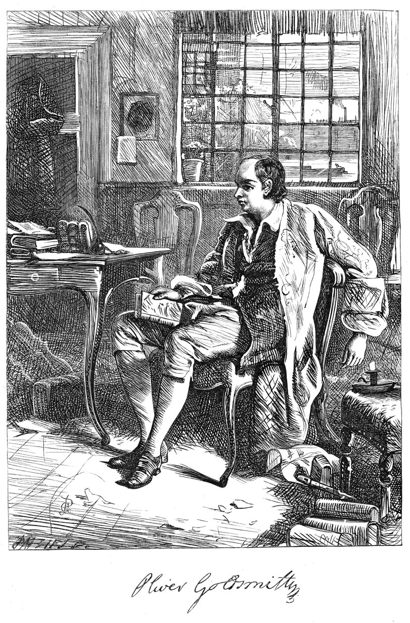 Oliver Goldsmith, dramatiker fra det 18. århundrede, c1860