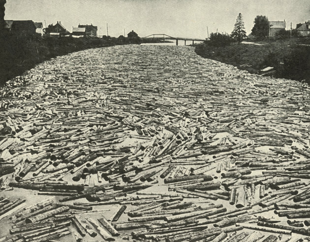 På vej til savværkerne, c1948. af Unbekannt