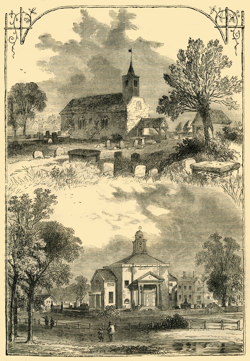Paddington Church: 1750 og 1805, c1876. af Unbekannt