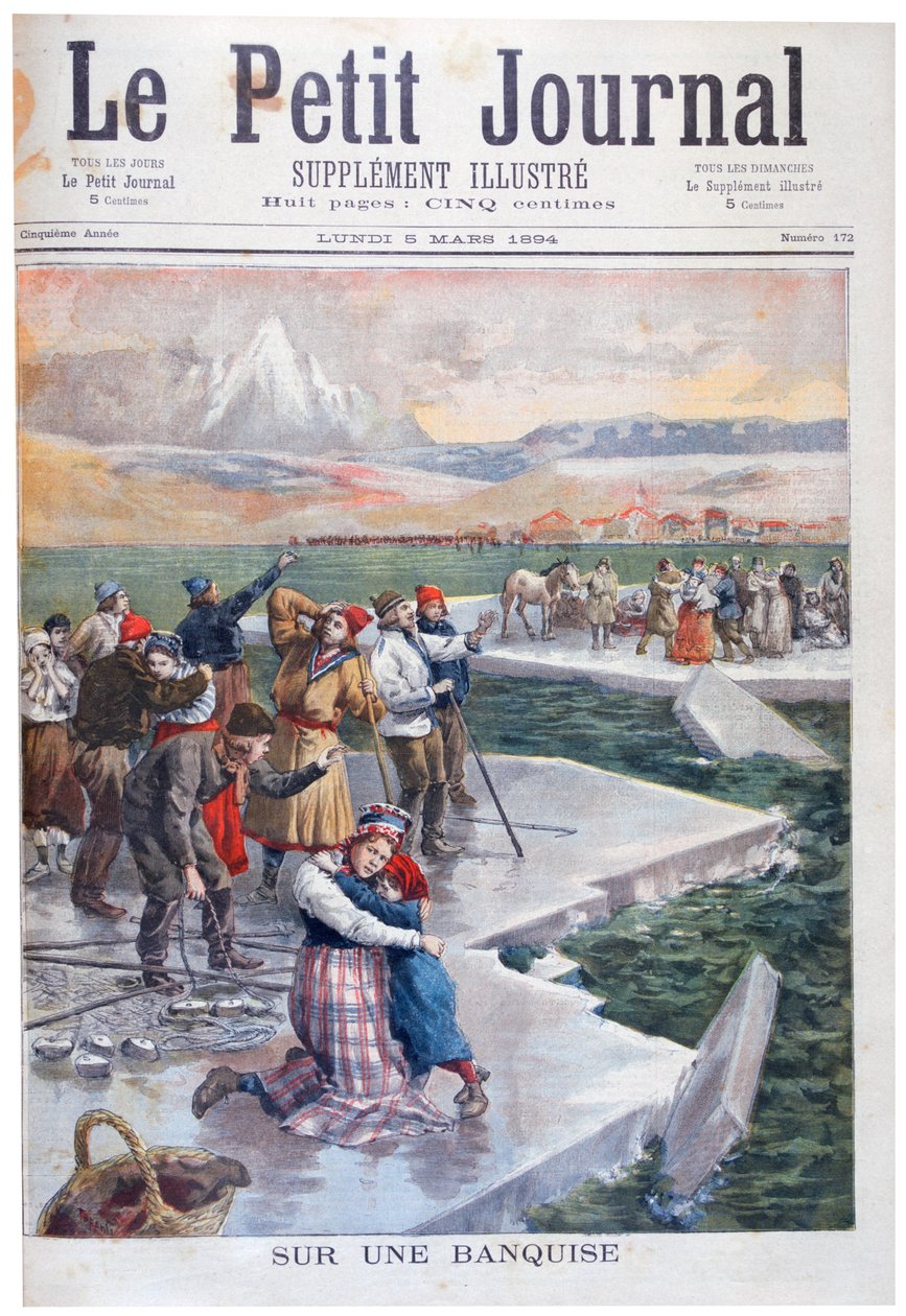 Folk strandede på isflager, Finland, 1894 af Unbekannt