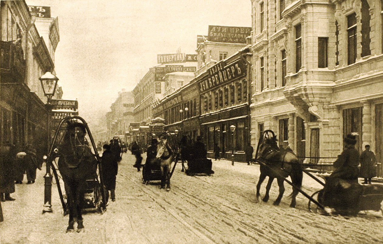 Petrovka Street om vinteren, Moskva, Rusland, 1912 af Unbekannt
