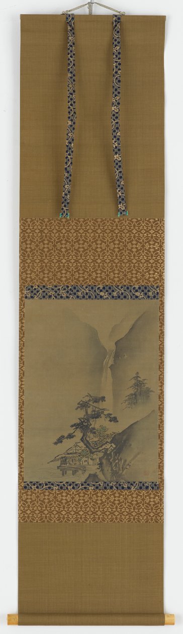 Fyrretræer og vandfald, Edo-perioden, 1615-1868. af Unbekannt