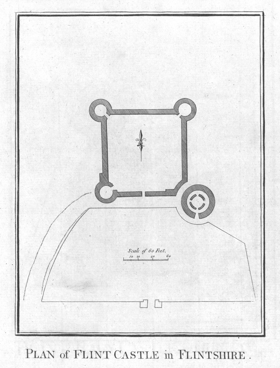 Plan over Flint Castle i Flintshire., c1800 af Unbekannt