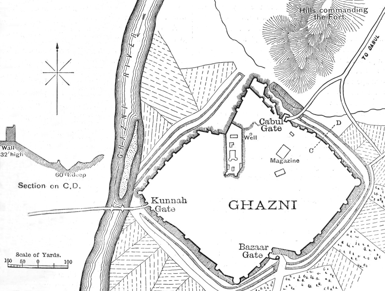 Plan af Ghazni, 1880, c1880 af Unbekannt
