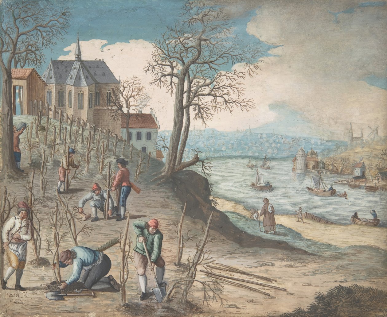 Plantning af træer, 1700-tallet. af Unbekannt