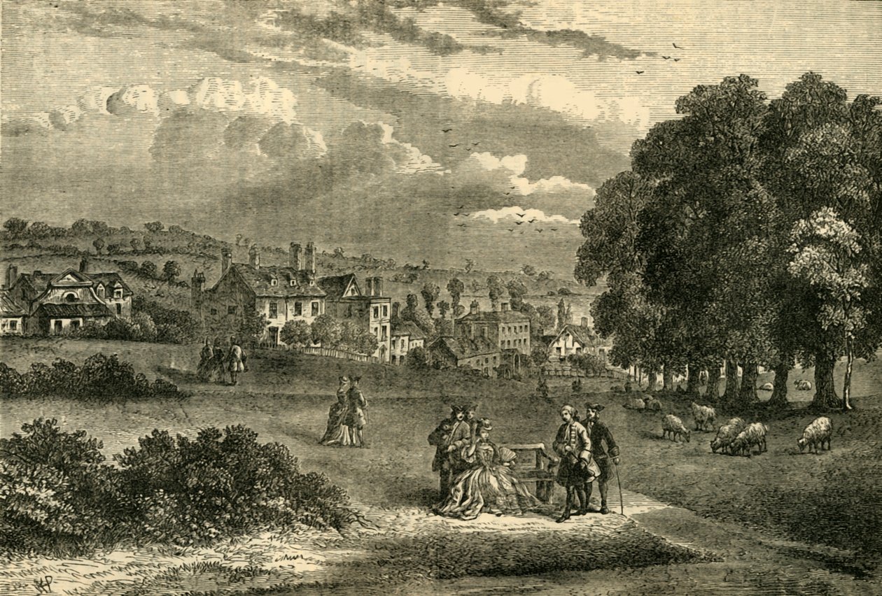 Pond Street, Hampstead, i 1750, c1876. af Unbekannt