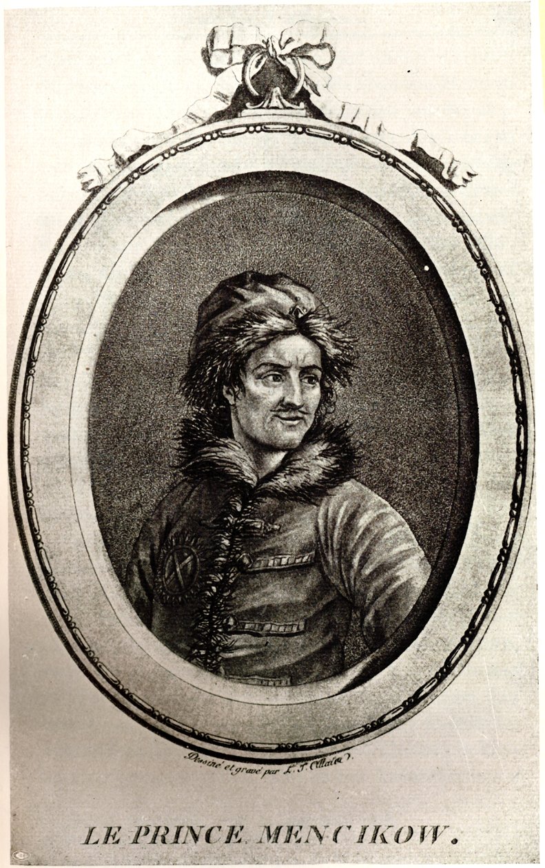 Portræt af Prins Alexander Danilovich Menshikov 1673-1729 af Unbekannt