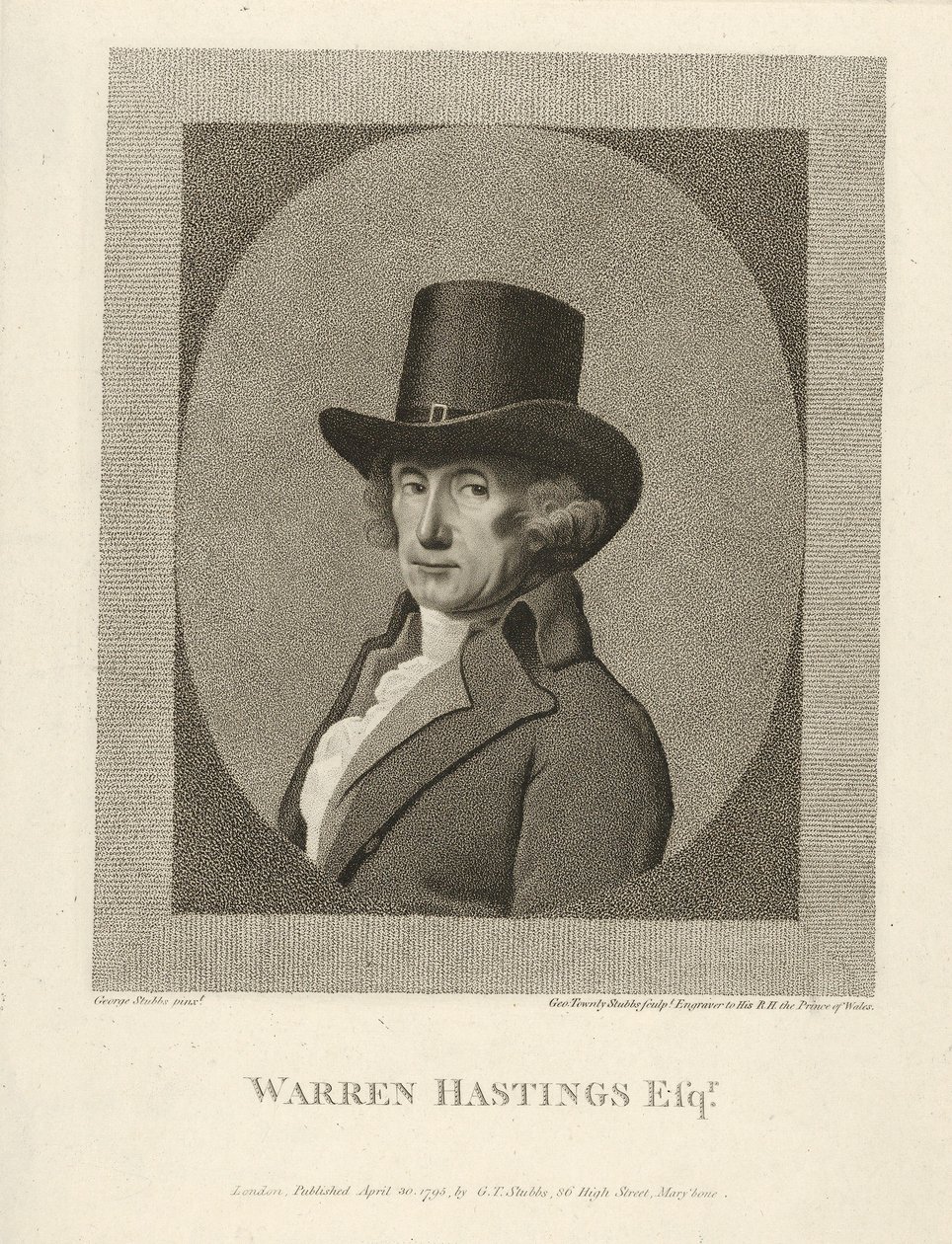 Portræt af Warren Hastings, Esq., pub. 1795. af Unbekannt