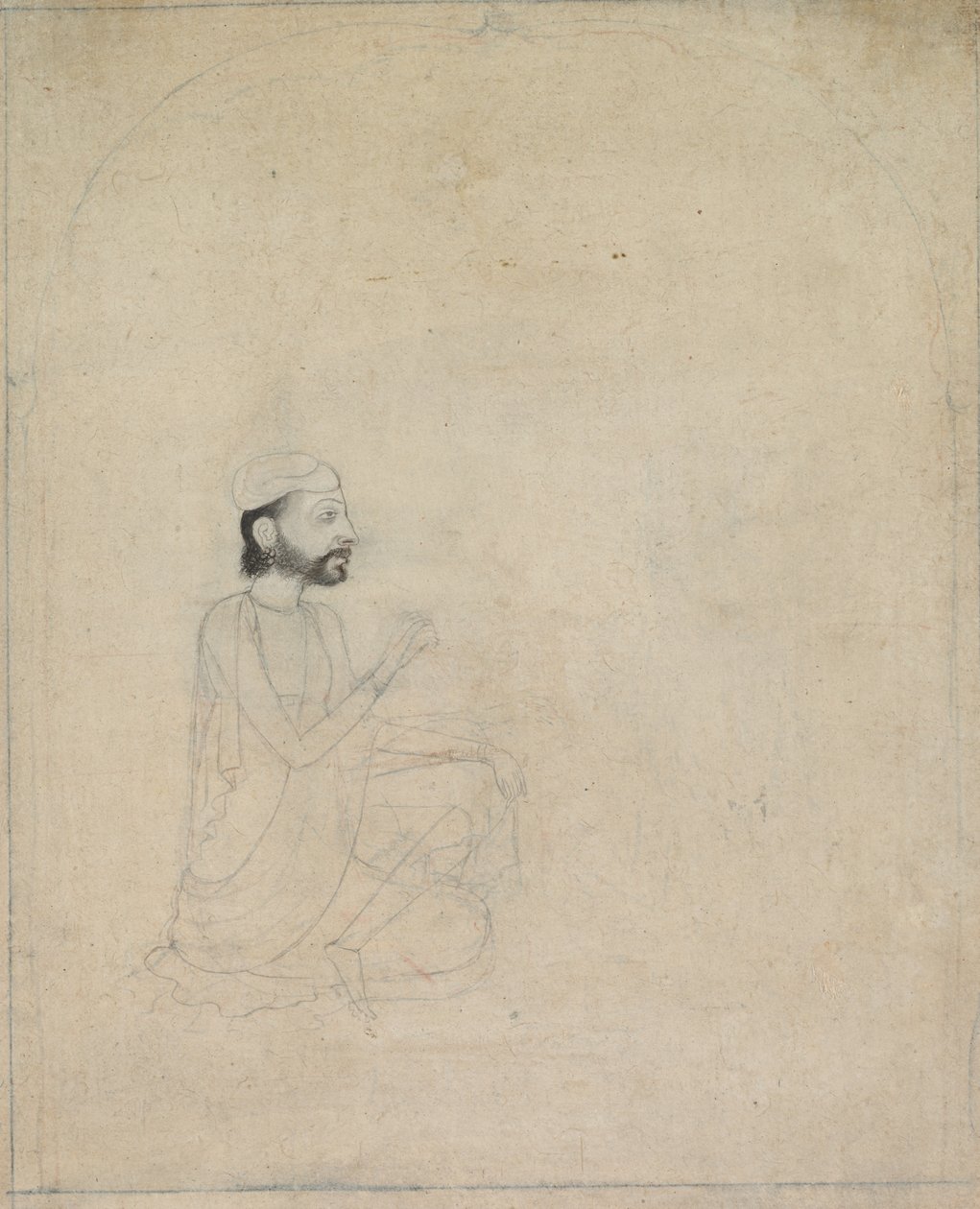 Portræt af en siddende mand, ca. 1830-1850. af Unbekannt