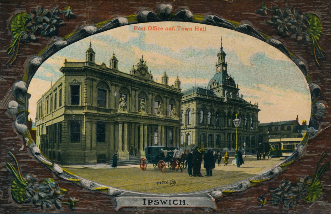 Postkontor og rådhus, Ipswich, Suffolk, c1905 af Unbekannt