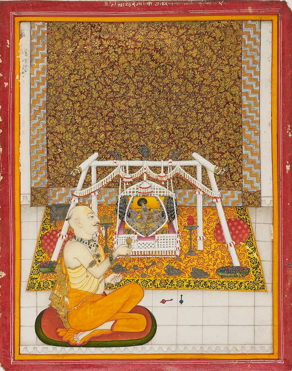 Præst ved en Krishna-helligdom, c1831 af Unbekannt