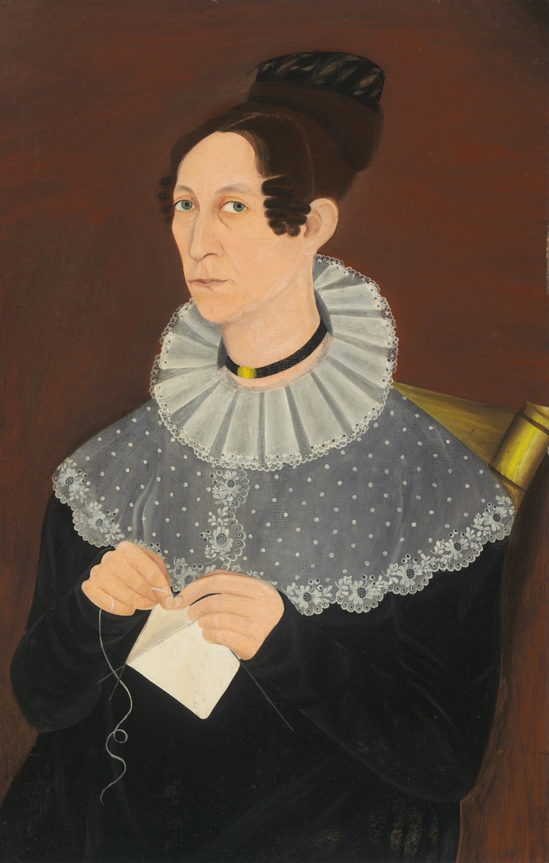 Sandsynligvis Sarah Cook Arnold Knitting, ca. 1830. af Unbekannt