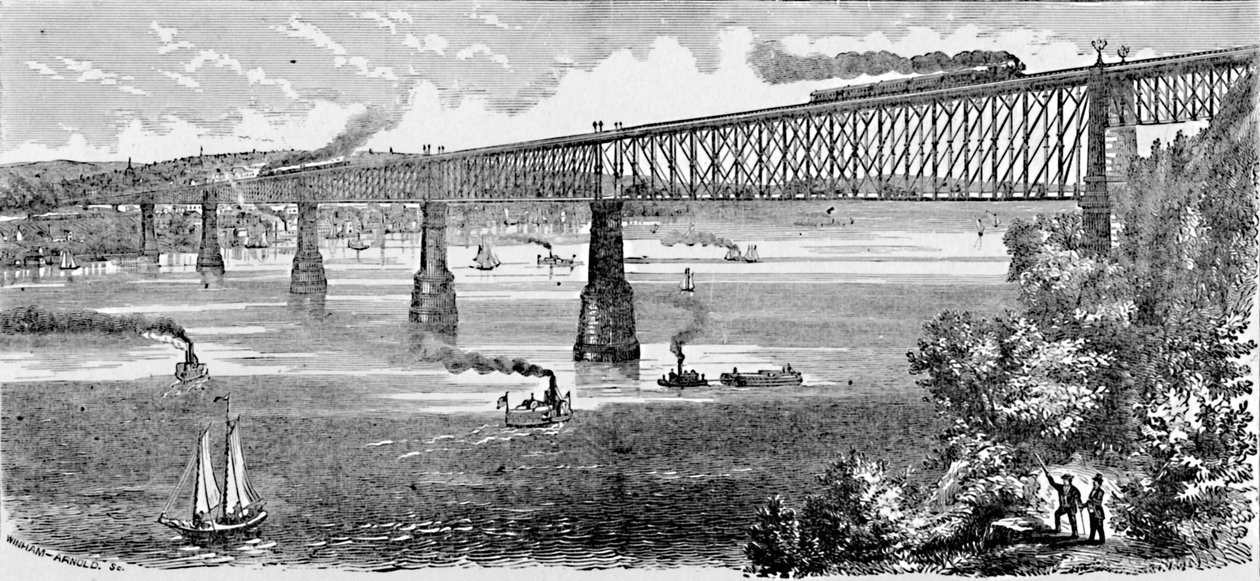 Foreslået bro over Hudson ved Poughkeepsie, 1883 af Unbekannt