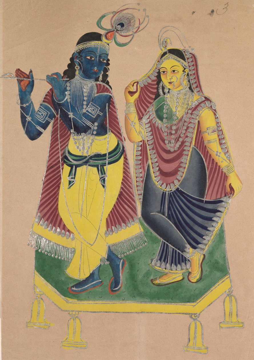 Radha og Krishna, 1800-tallet. af Unbekannt
