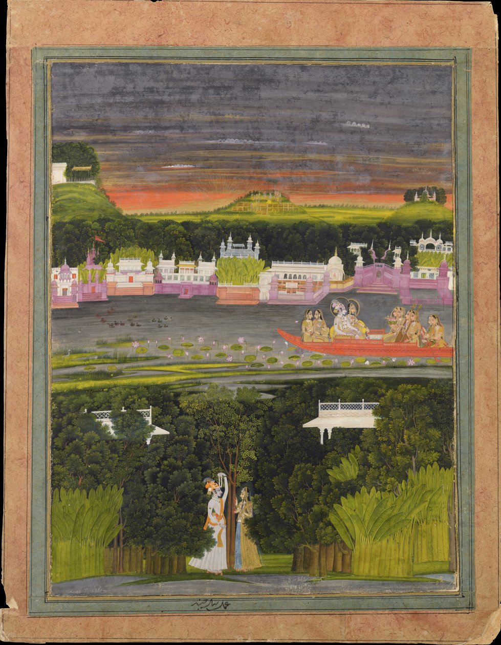 Radha og Krishna i kærlighedens båd af Unbekannt
