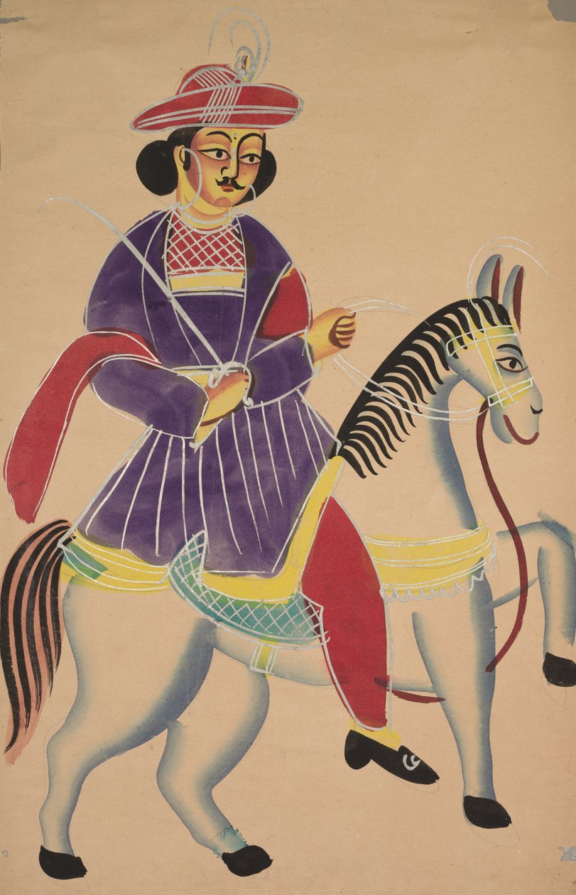 Raja Riding a Horse, 1800-tallet. af Unbekannt