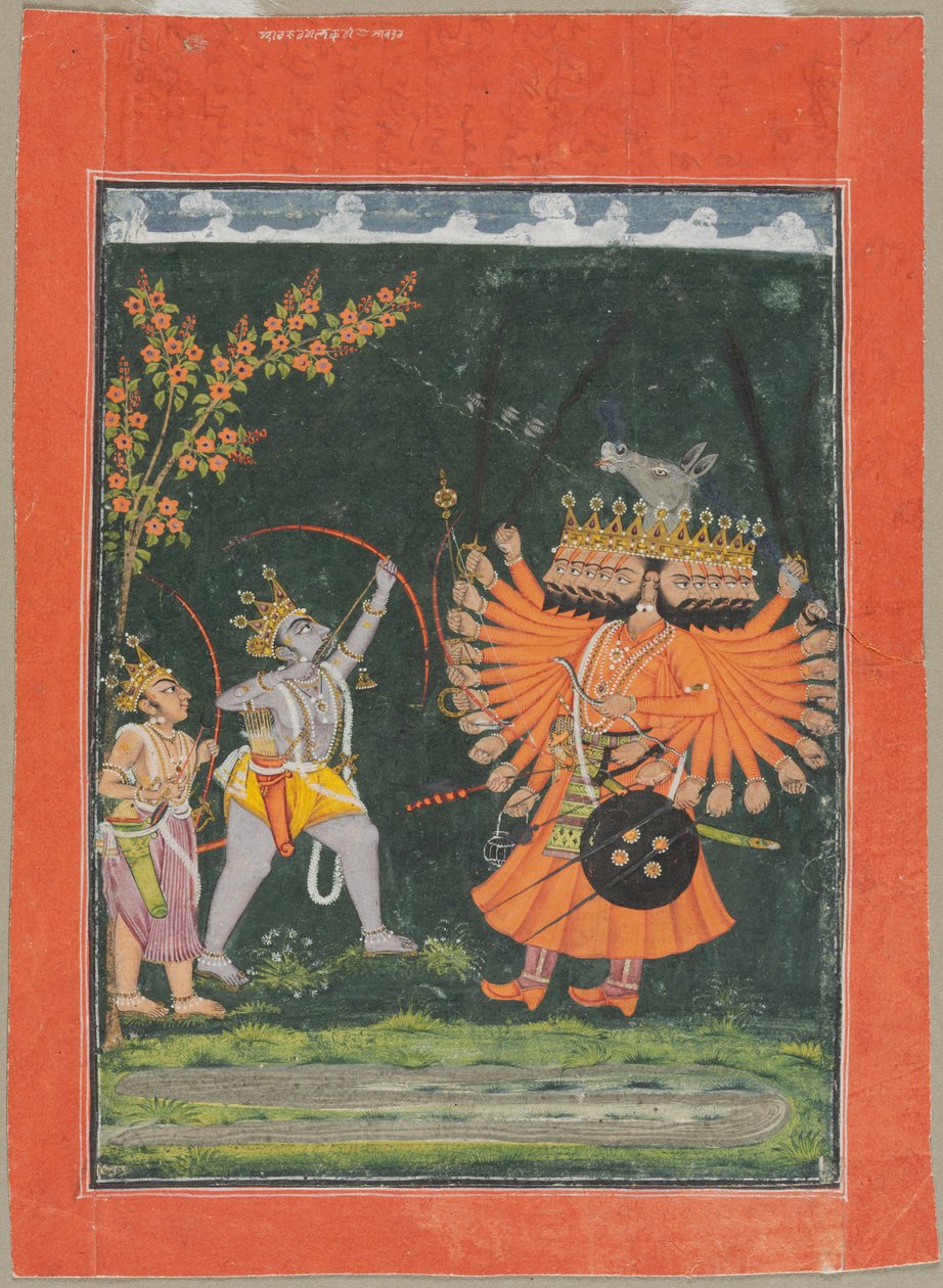 Rama og Laksmana kæmper mod Ravana, ca. 1750. af Unbekannt
