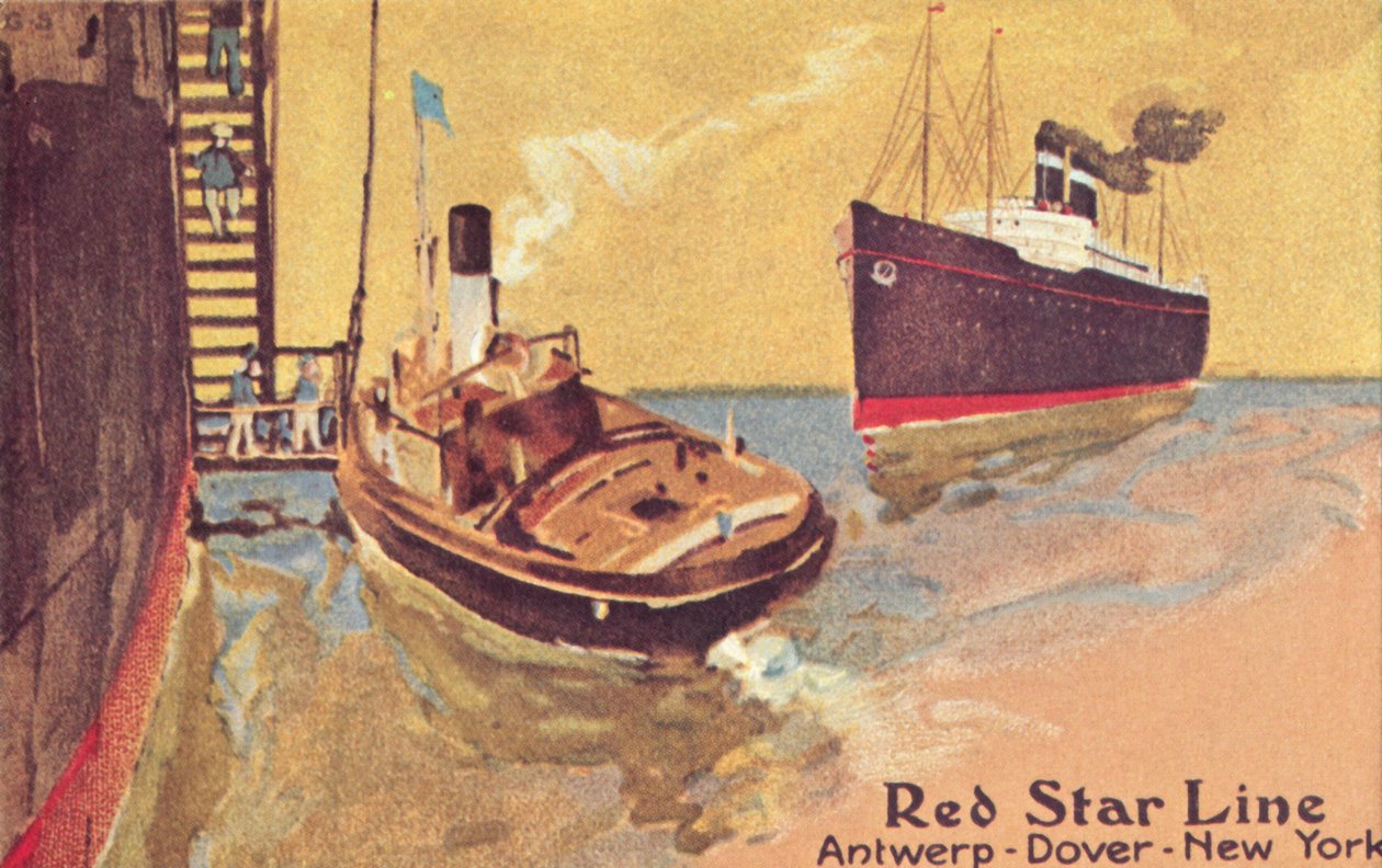 Red Star Line passagerskib og tender, c1900. af Unbekannt