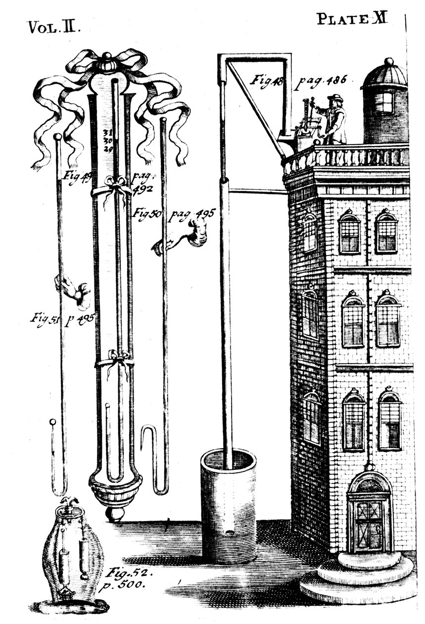 Robert Boyles eksperimenterer med luftpumper, 1725 af Unbekannt